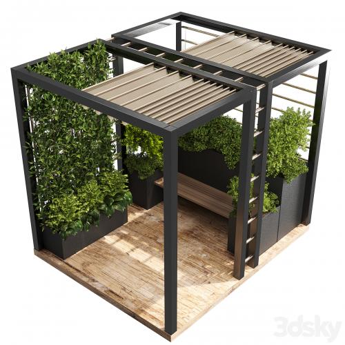 Landscape Furniture with Pergola and Roof garden 01