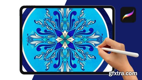 Procreate Art - Blue Pottery Style Drawing using Zentangle & Traditional Motifs