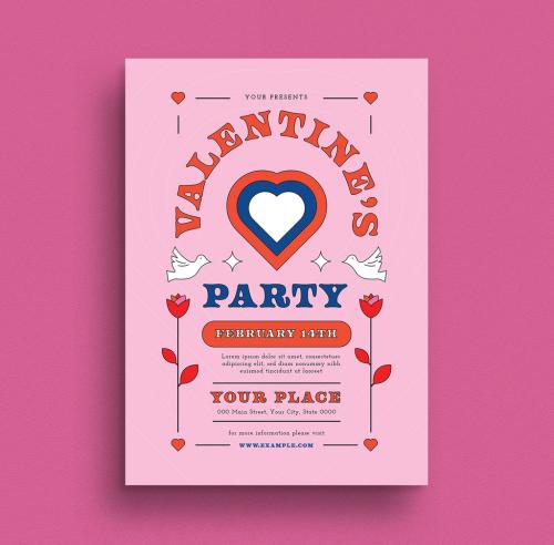 Valentine Party Event Flyer Layout - 411947901