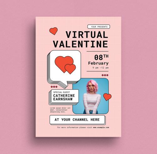 Virtual Valentine Event Flyer Layout - 411947964