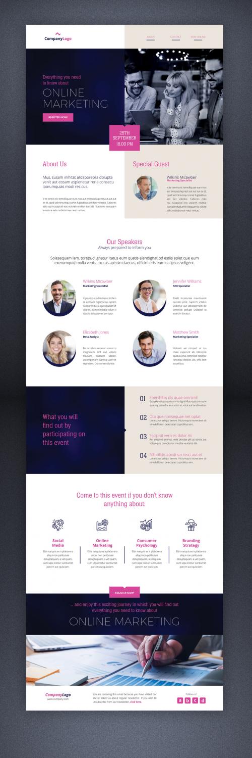 Webinar Email Newsletter with Blue and Magenta Accents - 411968736