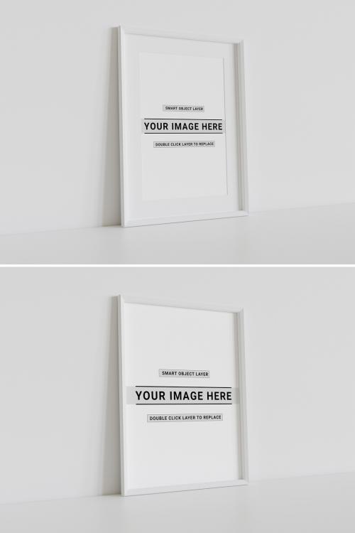 White Frame Leaning on Wall Mockup - 412279596