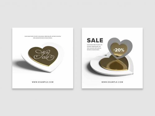 Valentine's Day Post Layouts with Golden Heart Images - 412289107