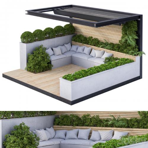 Roof Garden and Landscape Furniture with Pergola 02