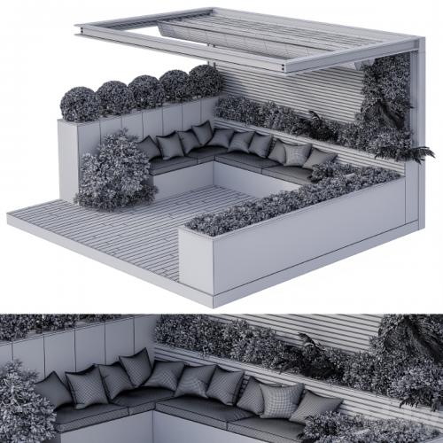 Roof Garden and Landscape Furniture with Pergola 02