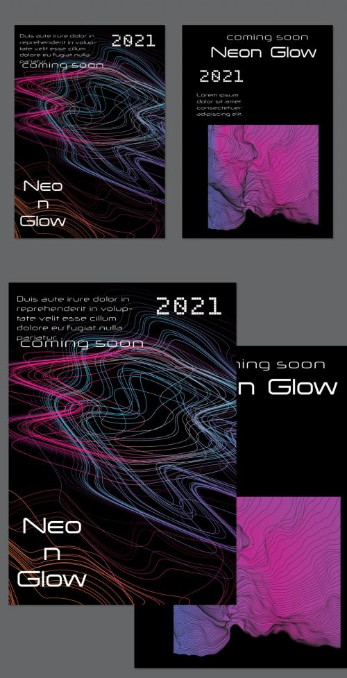 Flyer Layouts with Bright Gradient Terranion Shape and Glow Net - 412613832