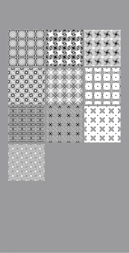 Seamless Pattern Collection with Simple Black and White Geometric Shapes - 412614068