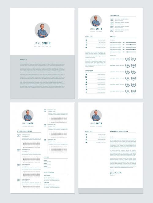 Minimal Grey and Green Resume and Cover Letter Layout - 412636871