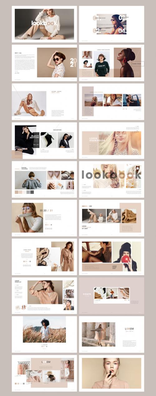 Minimal Nude Color Fashion Lookbook Presentation Layout - 412636881