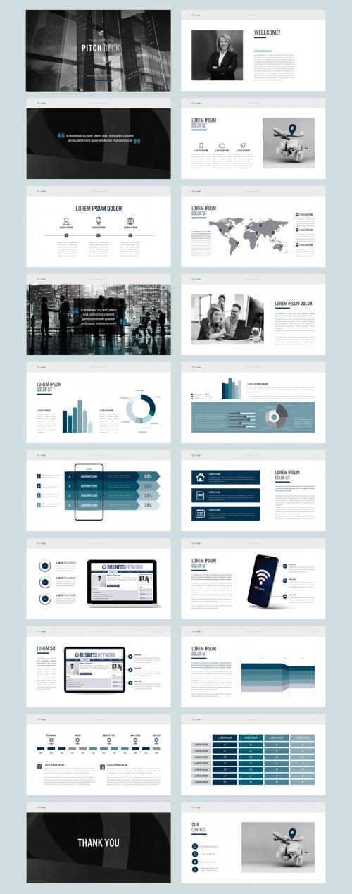 Digital Business Plan Layout with Blue Accents - 412637045