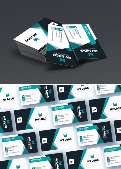 Teal Business Card Layout - 412649173