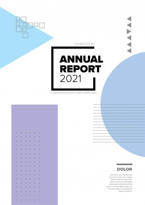 Annual Report Front Cover Page Layout with Abstract Geometry Shapes - 412671098