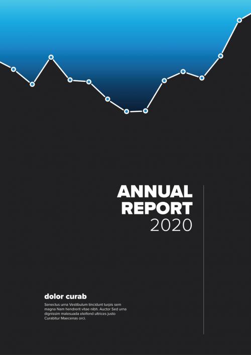 Dark Annual Report Front Cover Page Layout with Blue Graph - 412671107