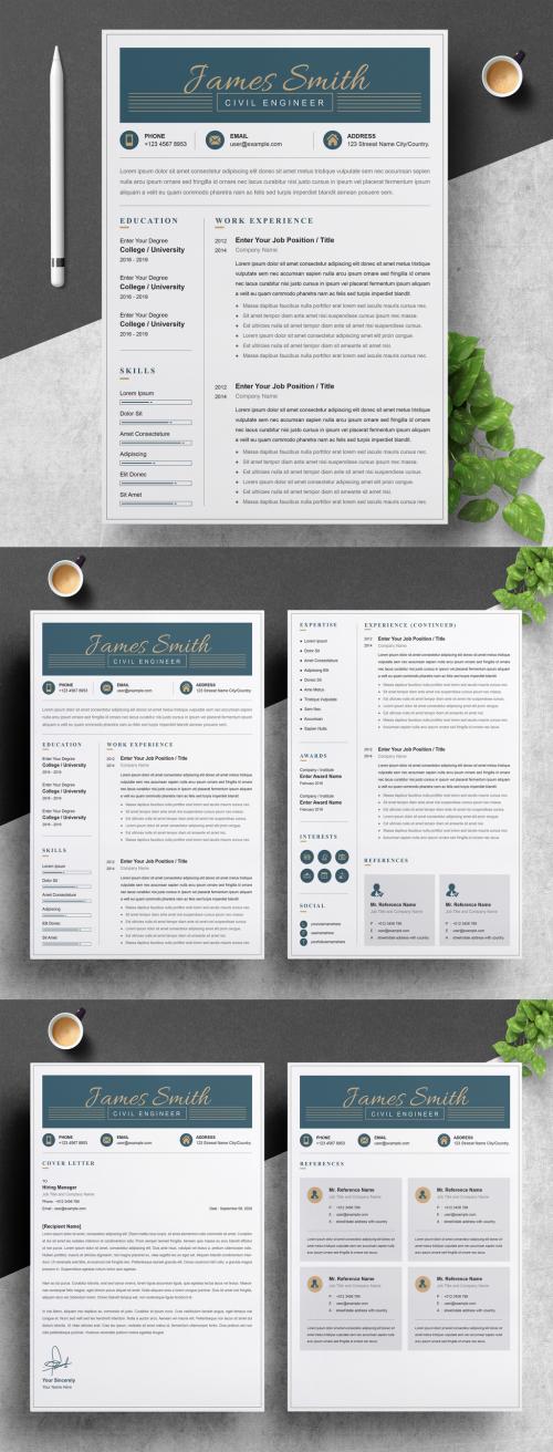 Black and White Minimalist Creative Resume Layout - 414498640