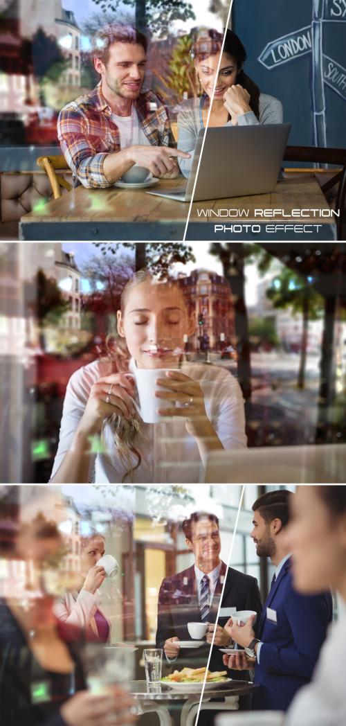 Window Glass Reflection Photo Effect Mockup - 414735721