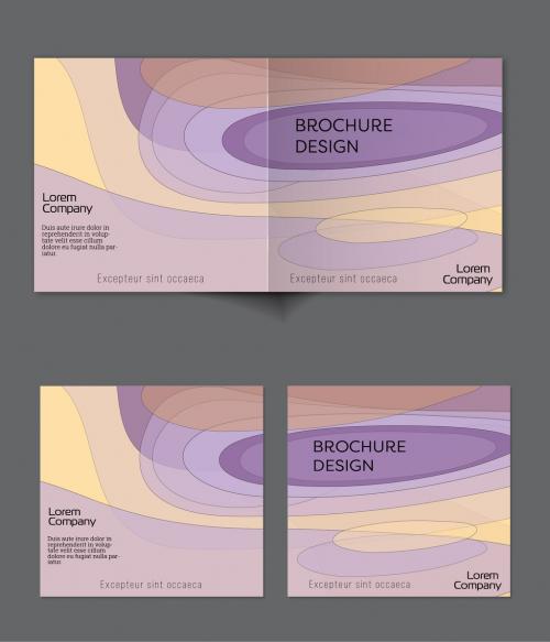 Brochure Cover Layout with Abstract Overlapping Pastel Transparent Shapes - 414765145