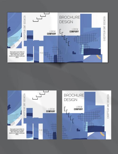 Brochure Cover Layout with Geometric Shapes and Abstract Bright Rectangles on White - 414765147
