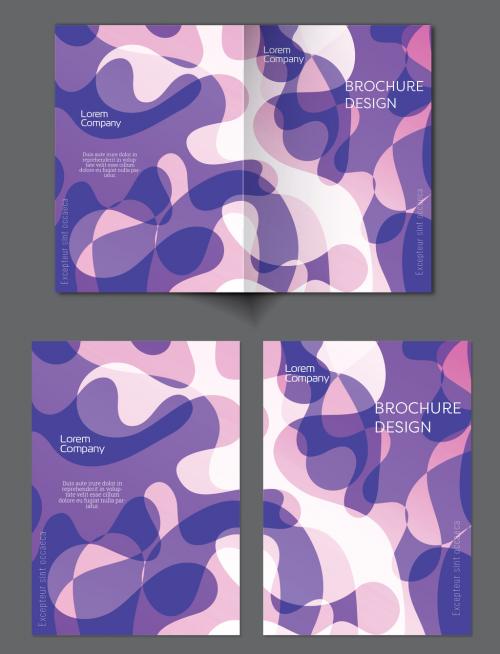 Brochure Cover Layout with Abstract Gradient Wavy Shapes and Lines - 414765150