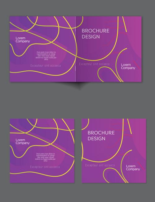 Brochure Cover Layout with Gradient Abstract Wavy Shapes and Lines - 414765159