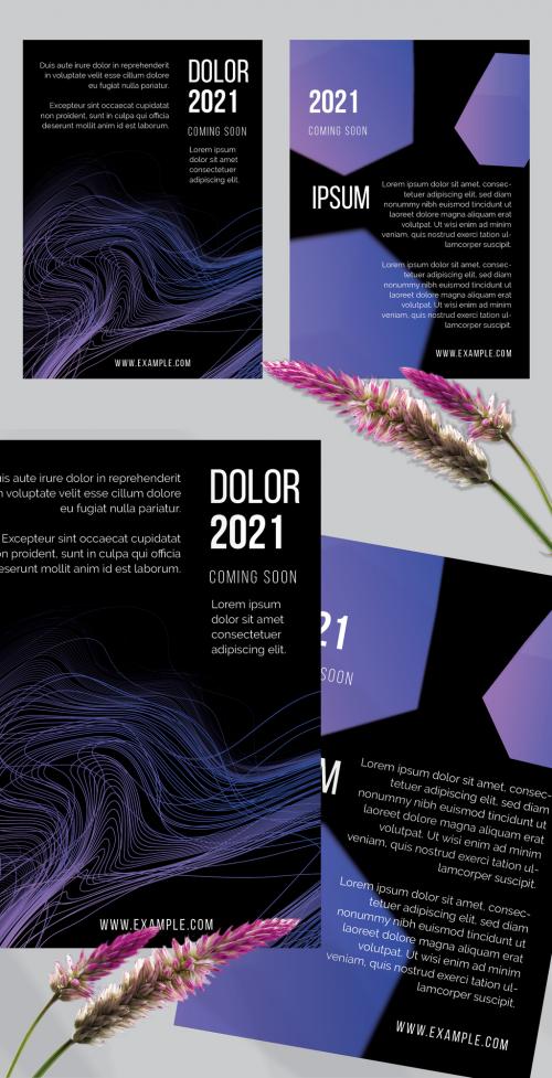 Flyer Layout with Motion Blur and Abstract Glowing Shapes - 414765253