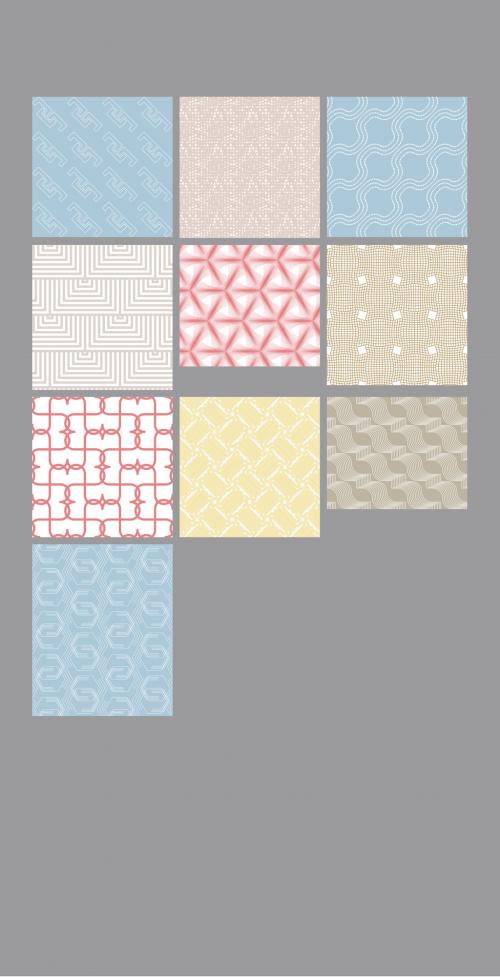 Pastel Colored Simple Geometric Seamless Pattern Collection - 414765288