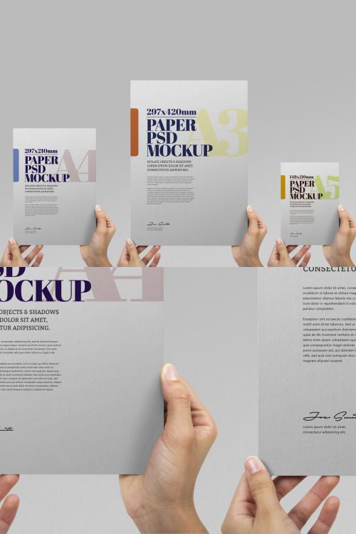 Hands Holding Flyer Mockup - A3, A4, A5 - 415002641