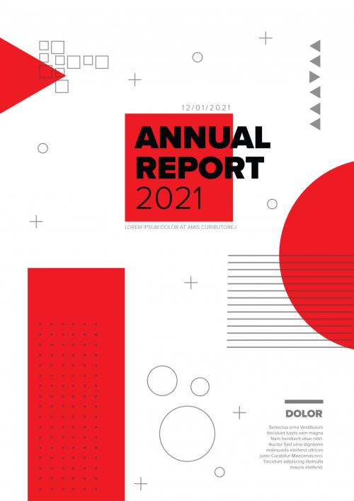 Annual Report Front Cover Page Layout with Abstract Geometry Shapes - 415234779