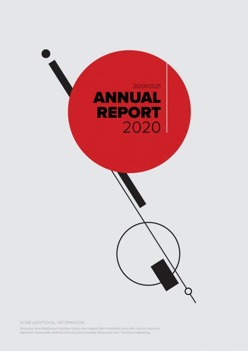 Light Annual Report Front Cover Page Layout with Red Circle - 415234801