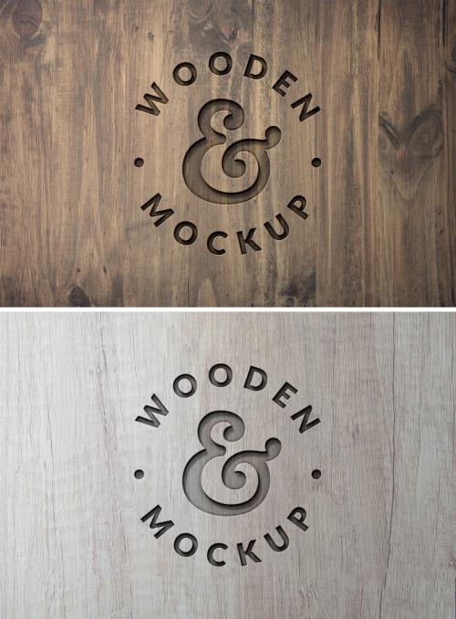 Wood Engraved Logo Mockup - 415235497