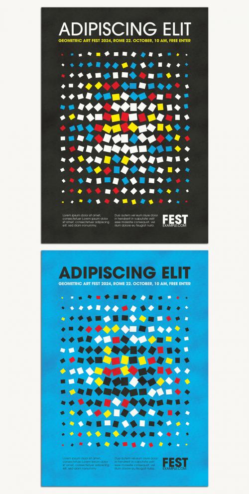 Abstract Colorful Shapes Composition Poster Design Layout  - 415238653