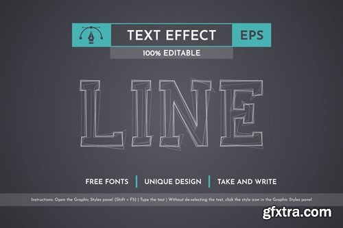 Draw Line Editable Text Effect, Graphic Style FXM3DQA