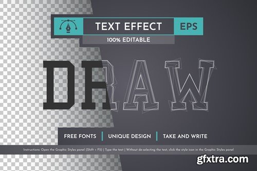 Draw Line Editable Text Effect, Graphic Style FXM3DQA