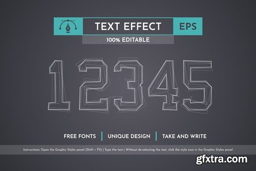 Draw Line Editable Text Effect, Graphic Style FXM3DQA