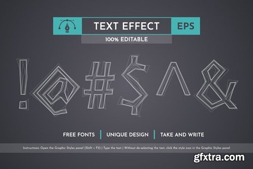 Draw Line Editable Text Effect, Graphic Style FXM3DQA