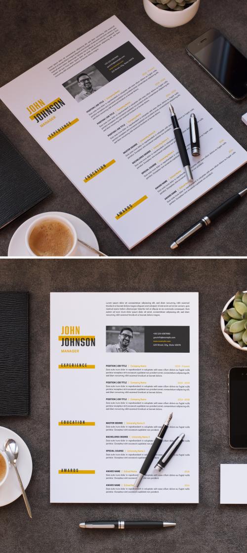 Resume Layout with Yellow Accents - 415260947