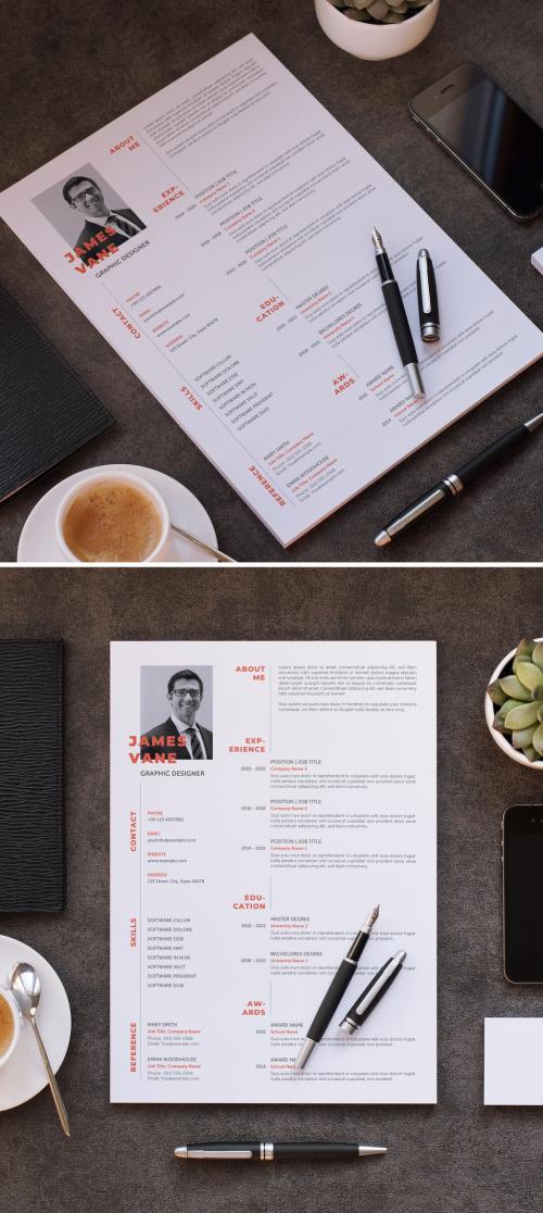 Resume Layout with Red Accents - 415260996