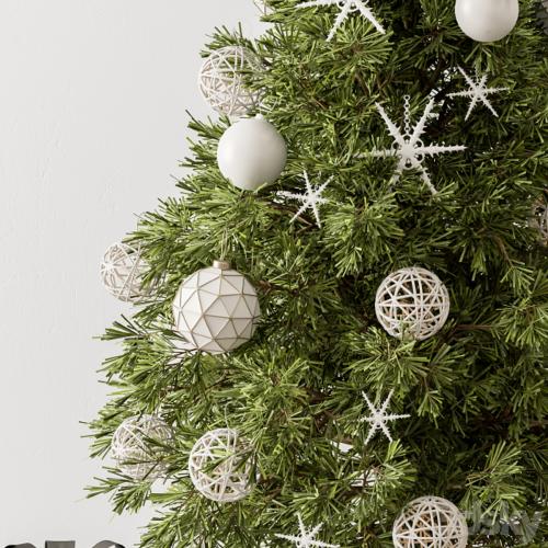 Christmas Decoration 23 - Christmas White and Green Tree with Gift