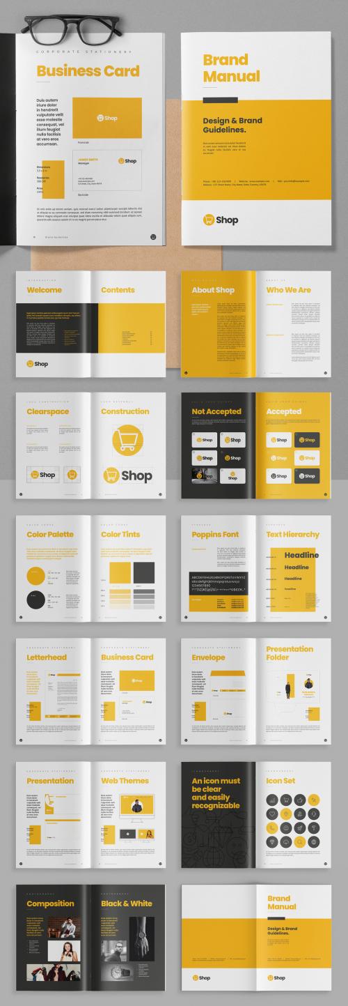 Brand Manual Layout with Yellow Accents - 415262969