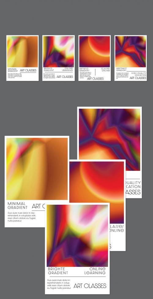 Flyer Layout with Bright Holographic Gradient Picture - 415858827