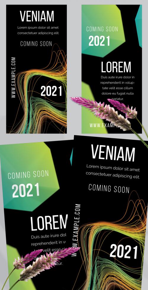 Flyer Layout with Motion Blur and Glowing Abstract Shapes - 415858919