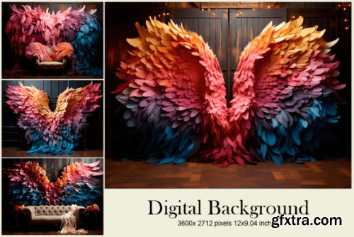 Wings Feather Studio Backdrop Overlays