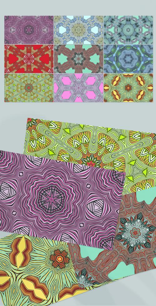 Seamless Pattern Collection with Mandala Ethic Motif - 415859395