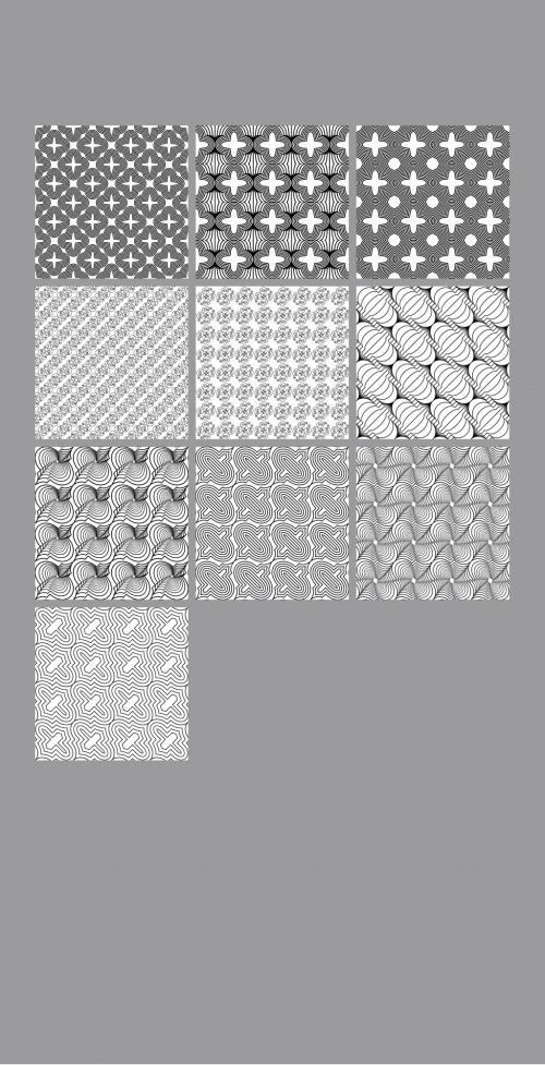 Seamless Pattern Collection with Simple Black and White Geometric Shapes - 415859454