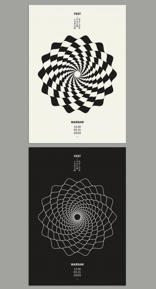 Minimalistic Event Poster Design Layout with Vortex Shape - 415889718