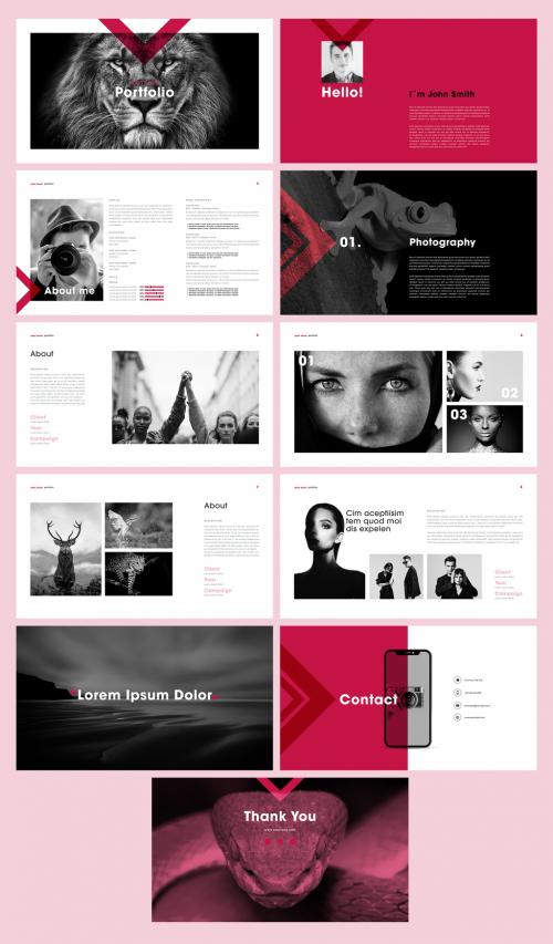Black and Red Triangle Style Digital Portfolio Layout - 415892774