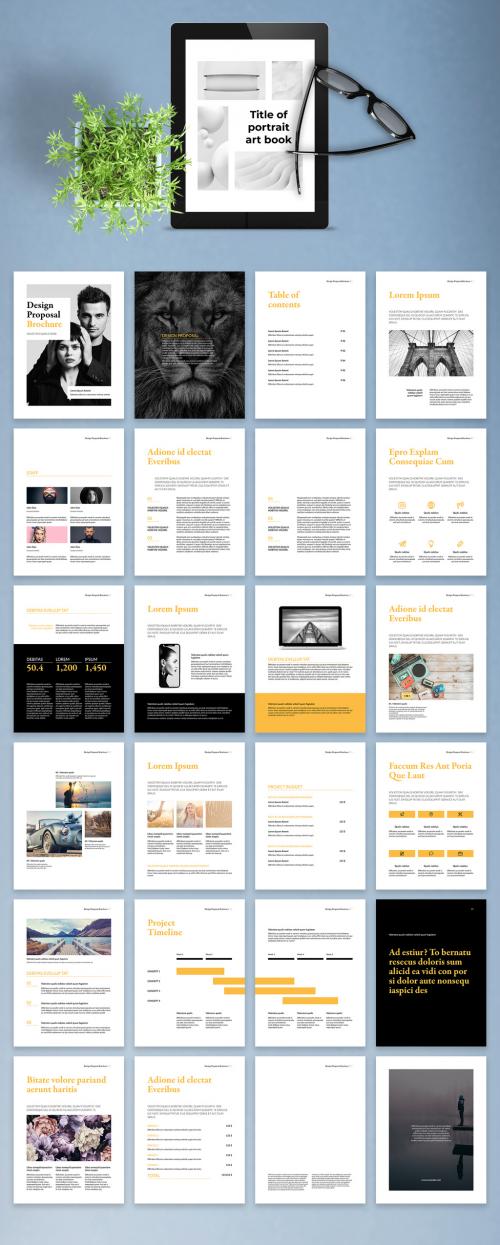 Design Proposal Digital Brochure Layout with Yellow Accents - 415893318