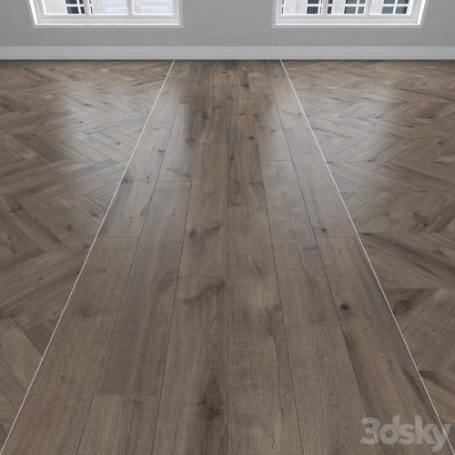 Parquet Oak smoky, 3 types: herringbone, linear, chevron.