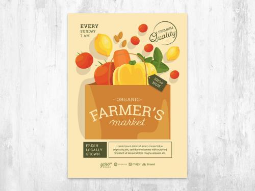 Organic Farmers Market Flyer Layout with Vegan Vegetarian Vegetables - 416110902