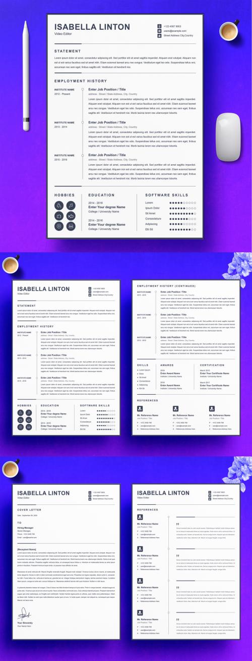 Minimal Resume and Cover Letter and Reference Page Set - 416123224