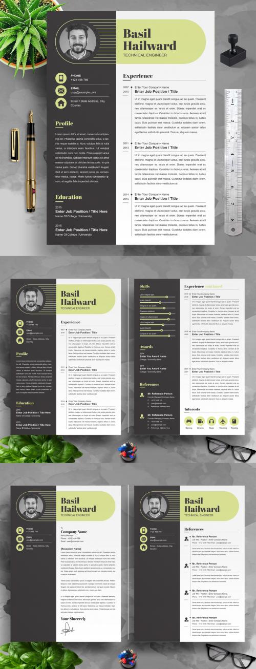 Resume and Cover Letter Layouts with Black Sidebar - 416123277